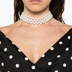 Abito corto a pois con scollo a V in nero Self-Portrait - donna 