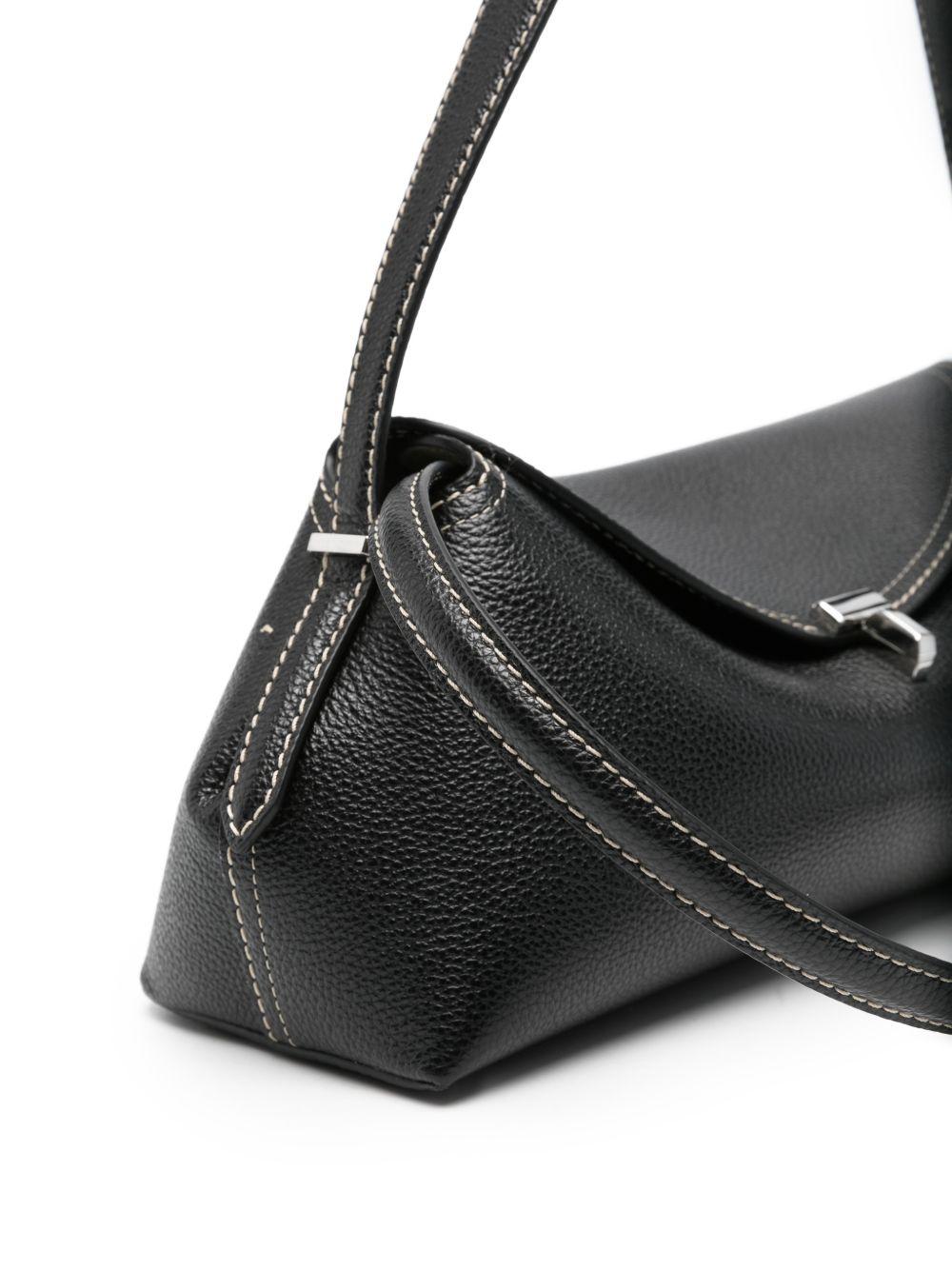 Borsa in pelle con chiusura a T in nero 
