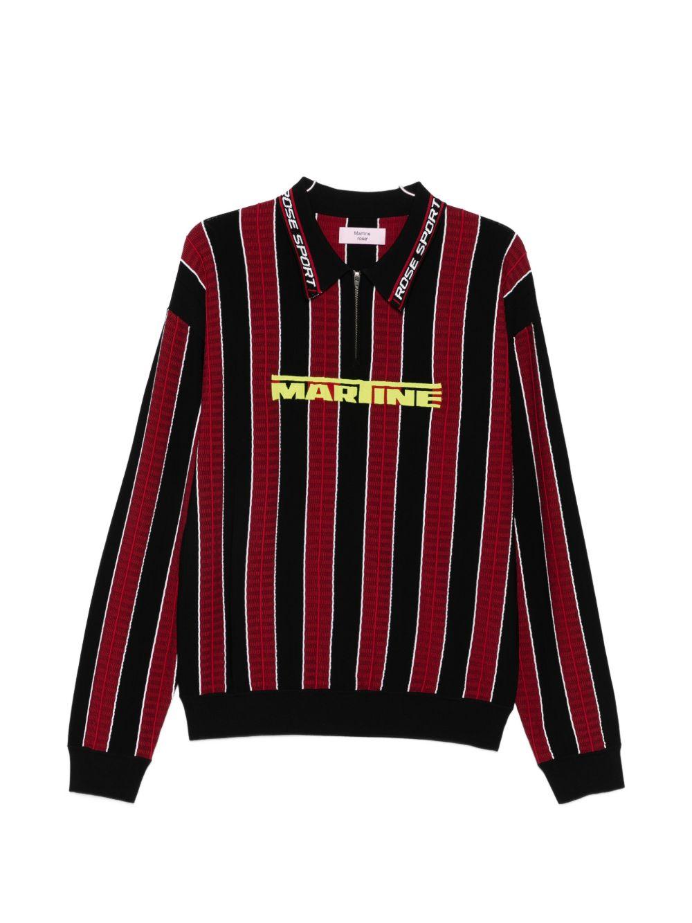 Polo a righe con zip in rosso e nero Martine rose - unisex 