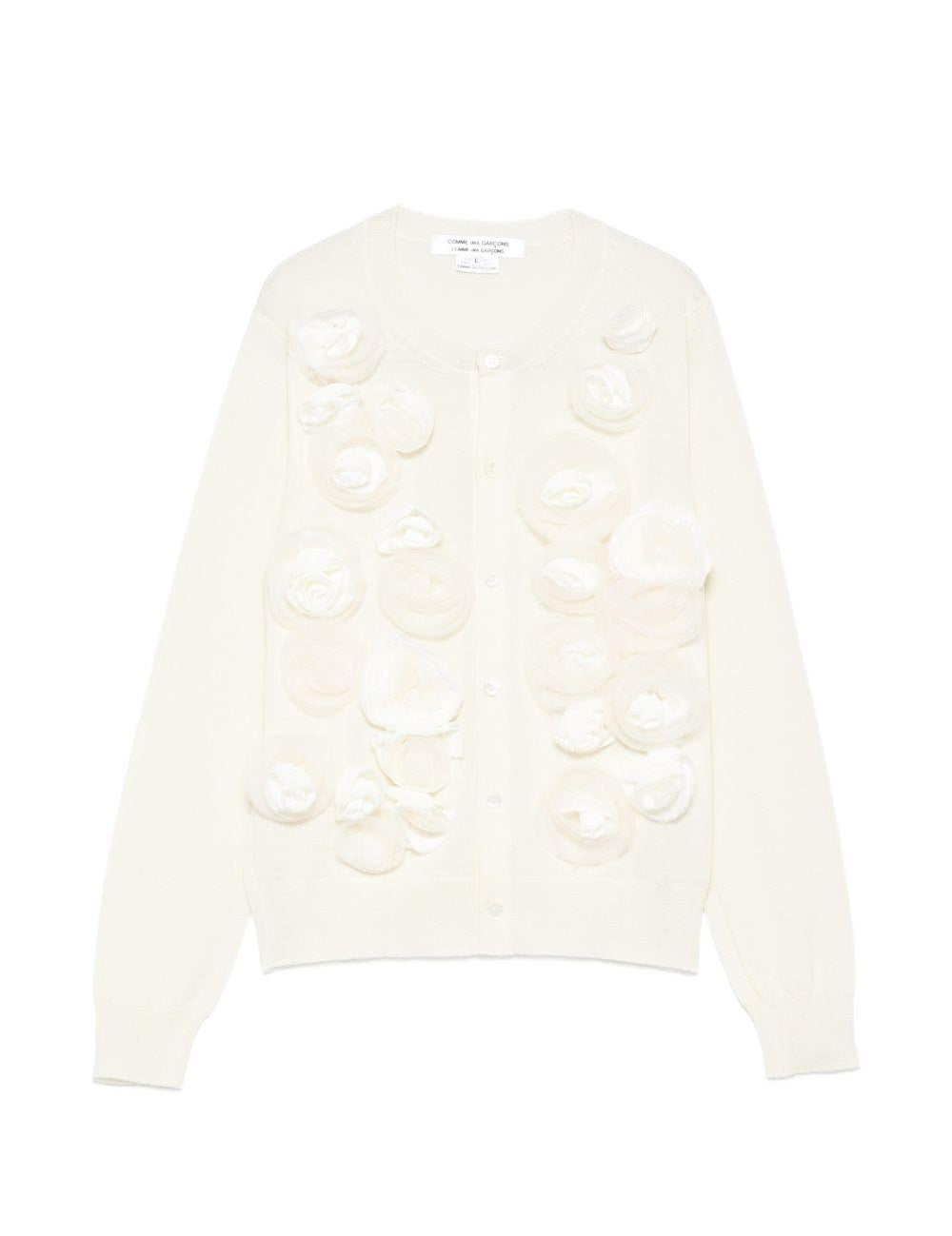 Cardigan con ricami floreali in bianco Comme des garcons comme des garcons  - donna 