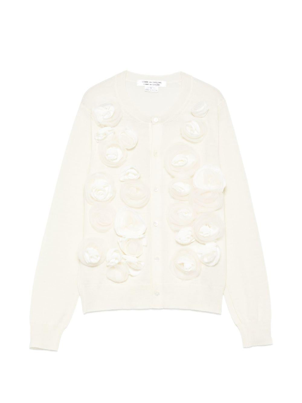 Cardigan con ricami floreali in bianco Comme des garcons comme des garcons  - donna 