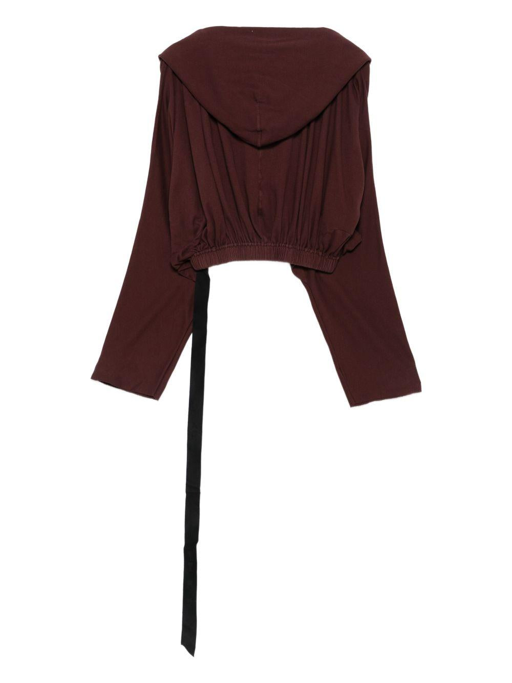 Felpa con cappuccio in marrone Rick owens drkshdw - donna 
