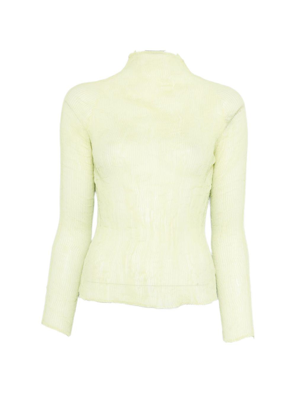 Top a maniche lunghe con design plissettato in verde lime Issey miyake  - donna 