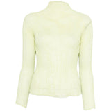 Top a maniche lunghe con design plissettato in verde lime Issey miyake  - donna 