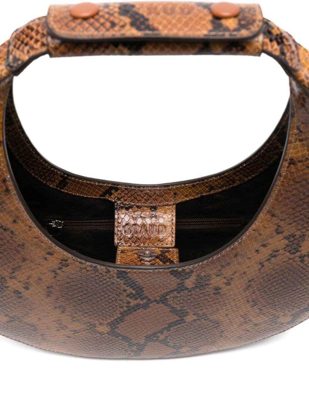 Borsa Moon con effetto pelle di serpente in marrone Staud - donna 