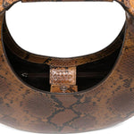 Borsa Moon con effetto pelle di serpente in marrone Staud - donna 
