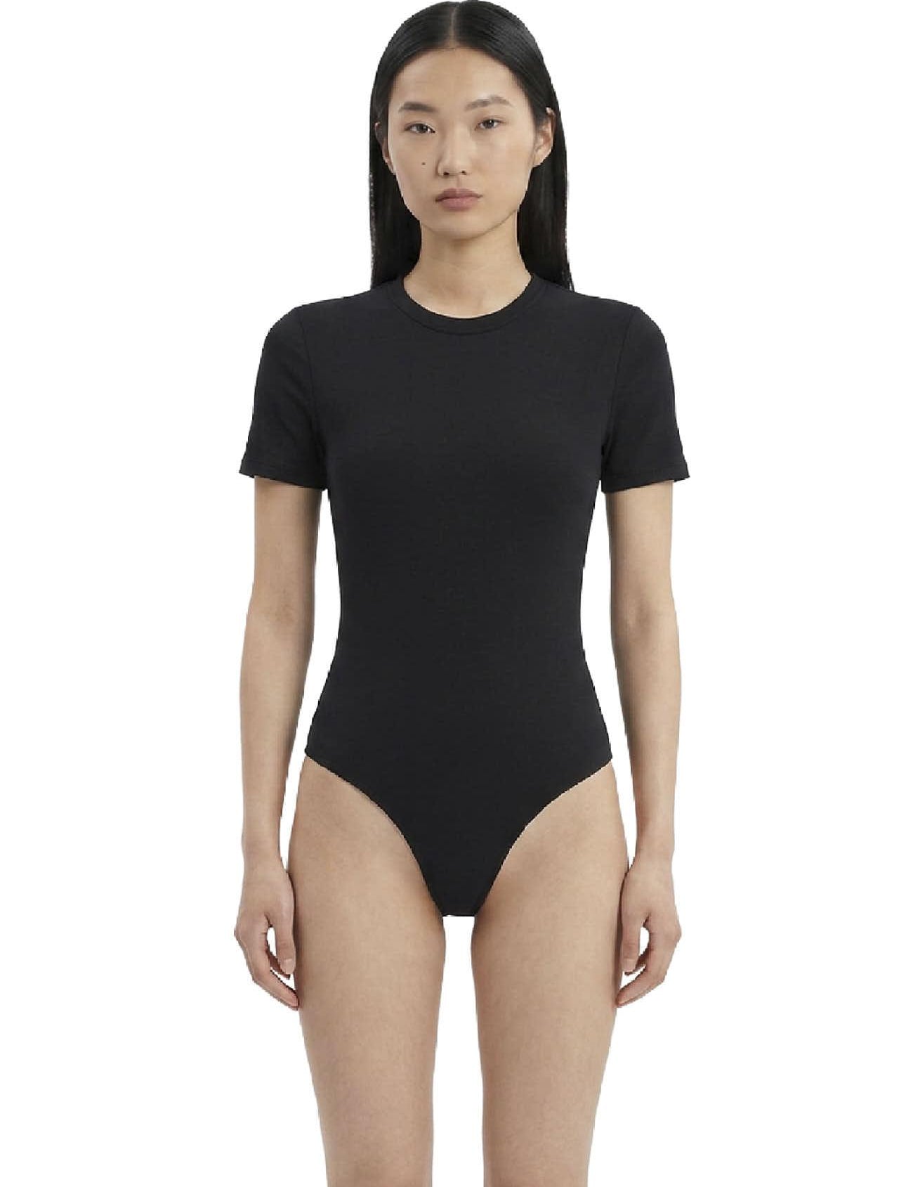 Body opaque a maniche corte in nero Wardrobe NYC - donna 