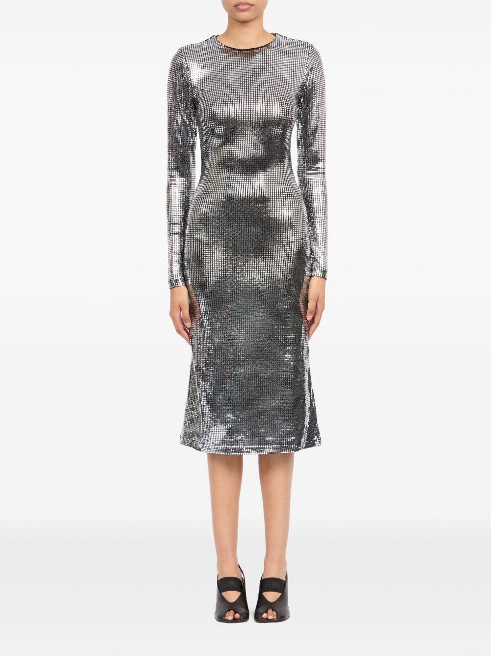 Abito midi con decorazioni all-over in argento Mm6 maison margiela - donna 