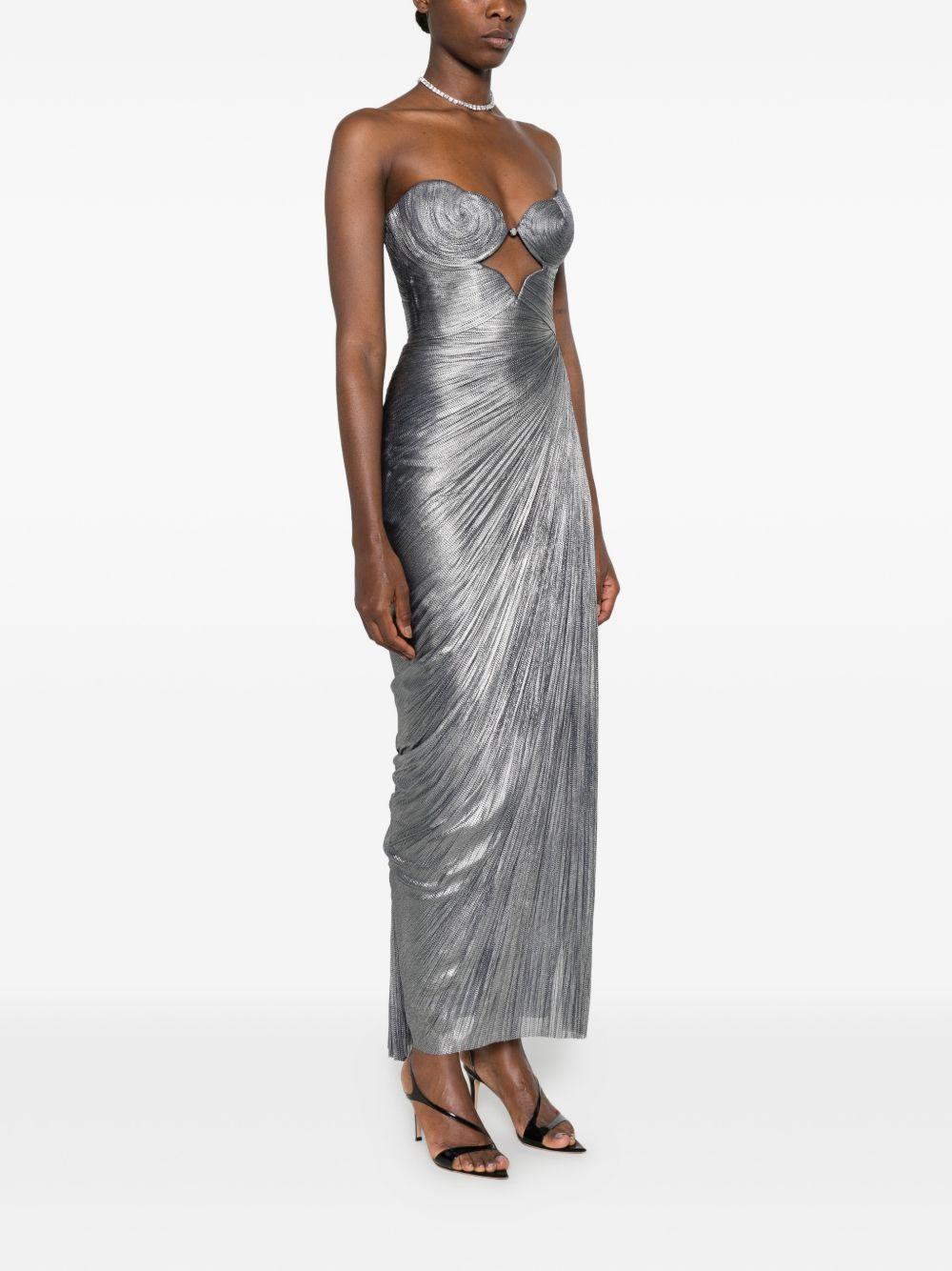 Abito maxi plisse amisha in argento Maria lucia hohan - donna 