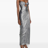Abito maxi plisse amisha in argento Maria lucia hohan - donna 