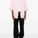 Camicia a maniche corte con tasca a patta in Corcoran in rosa Willy chavarria - uomo 