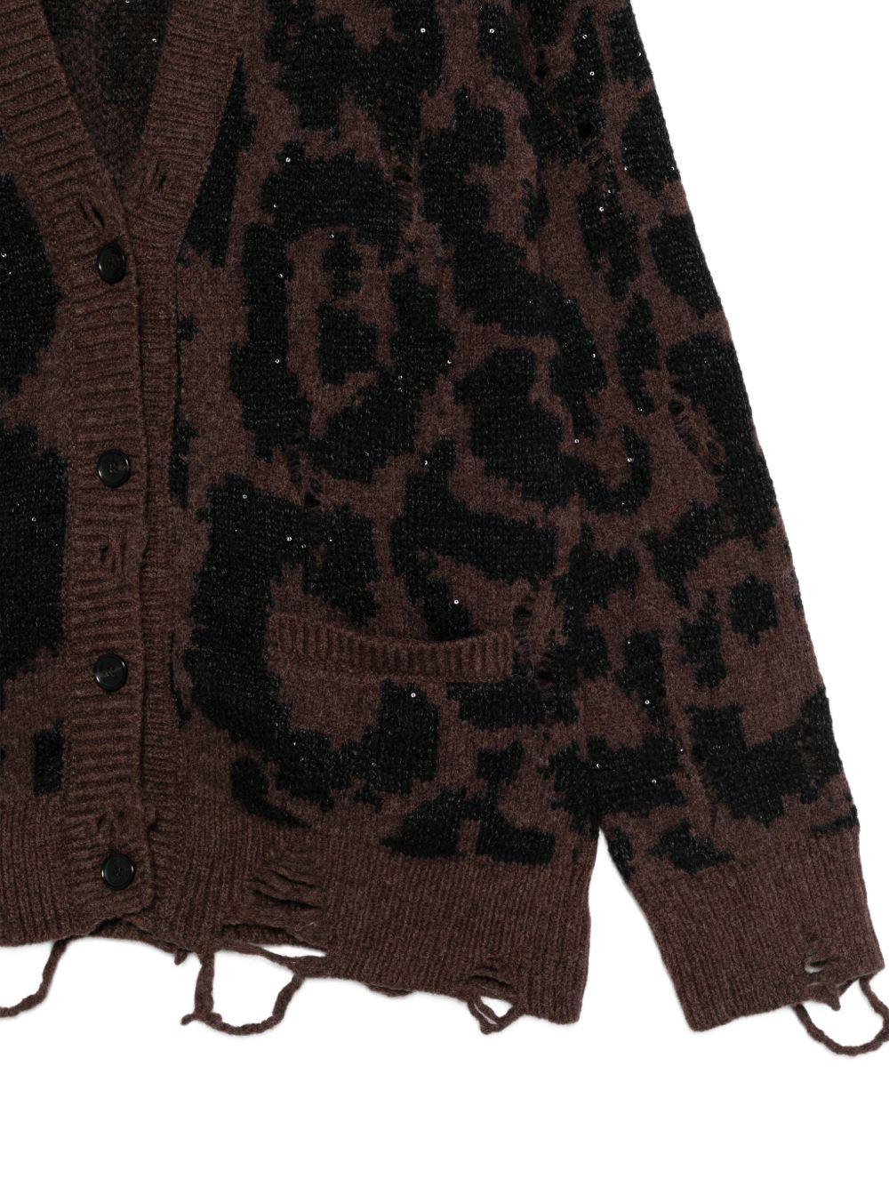 Cardigan con effetto vissuto in marrone Laneus - donna 
