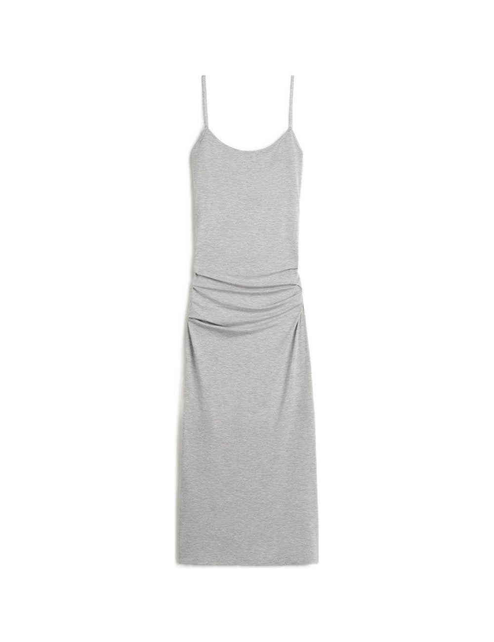 Abito midi con drapeggio in grigio 