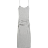 Abito midi con drapeggio in grigio 