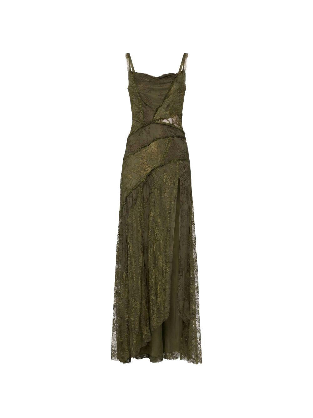 Abito con iserti in pizzo in verde kaki Blumarine - donna 