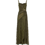 Abito con iserti in pizzo in verde kaki Blumarine - donna 