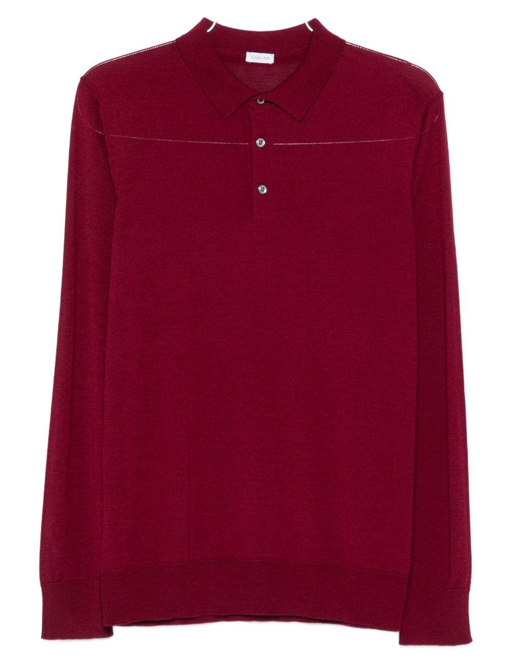 Polo a maniche lunghe in rosso Caruso - uomo 