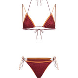 Bikini double gem con cristalli in rosso e arancione 