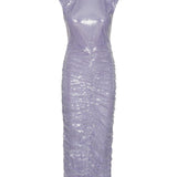 Abito midi con paillettes in viola Rotate - donna 