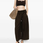 Top crop con logo in marrone Entire studios - donna 