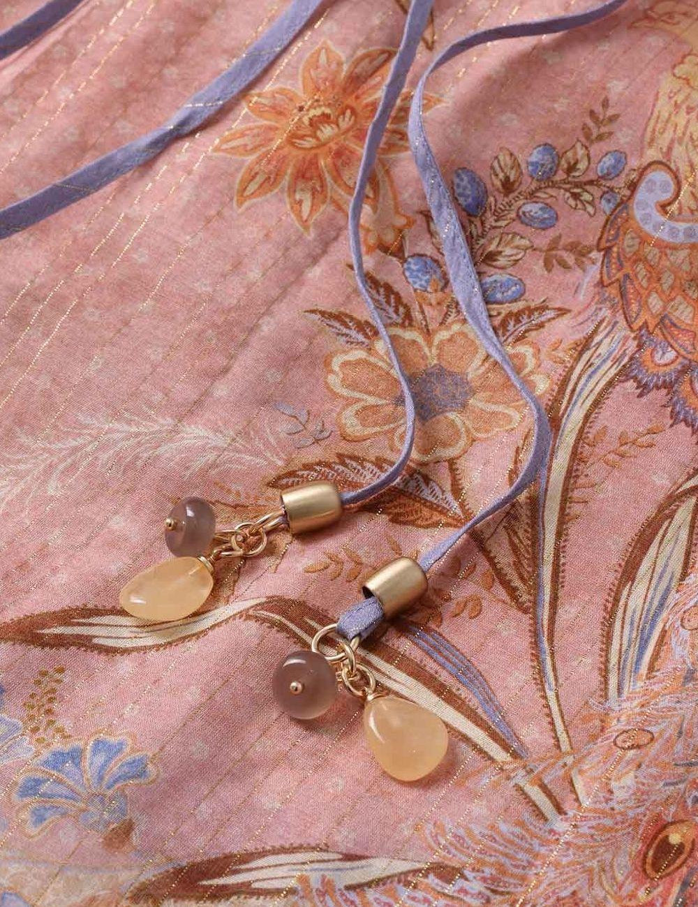 Abito lungo Indra con stampa floreale in rosa 