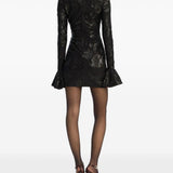 Abito corto a maniche lunghe in nero Rotate holiday - donna 