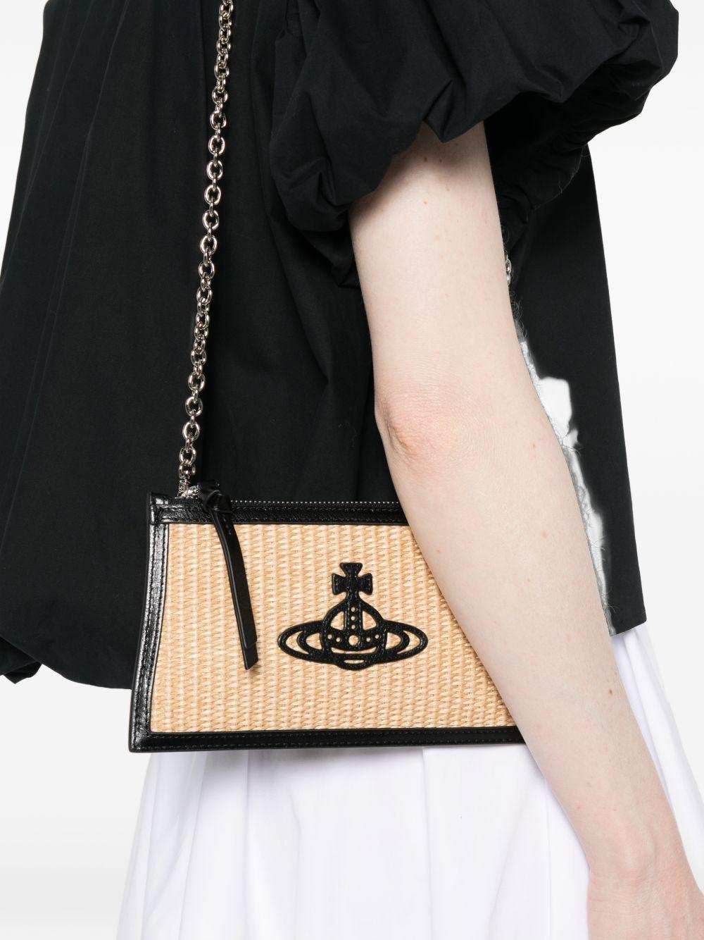 Borsa in rafia con logo in beige Vivienne westwood - donna 