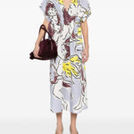Abito midi con scollo a V in azzurro Tory Burch - donna 
