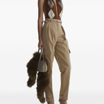 Pantaloni a vita alta cargo in beige 