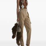 Pantaloni a vita alta cargo in beige 