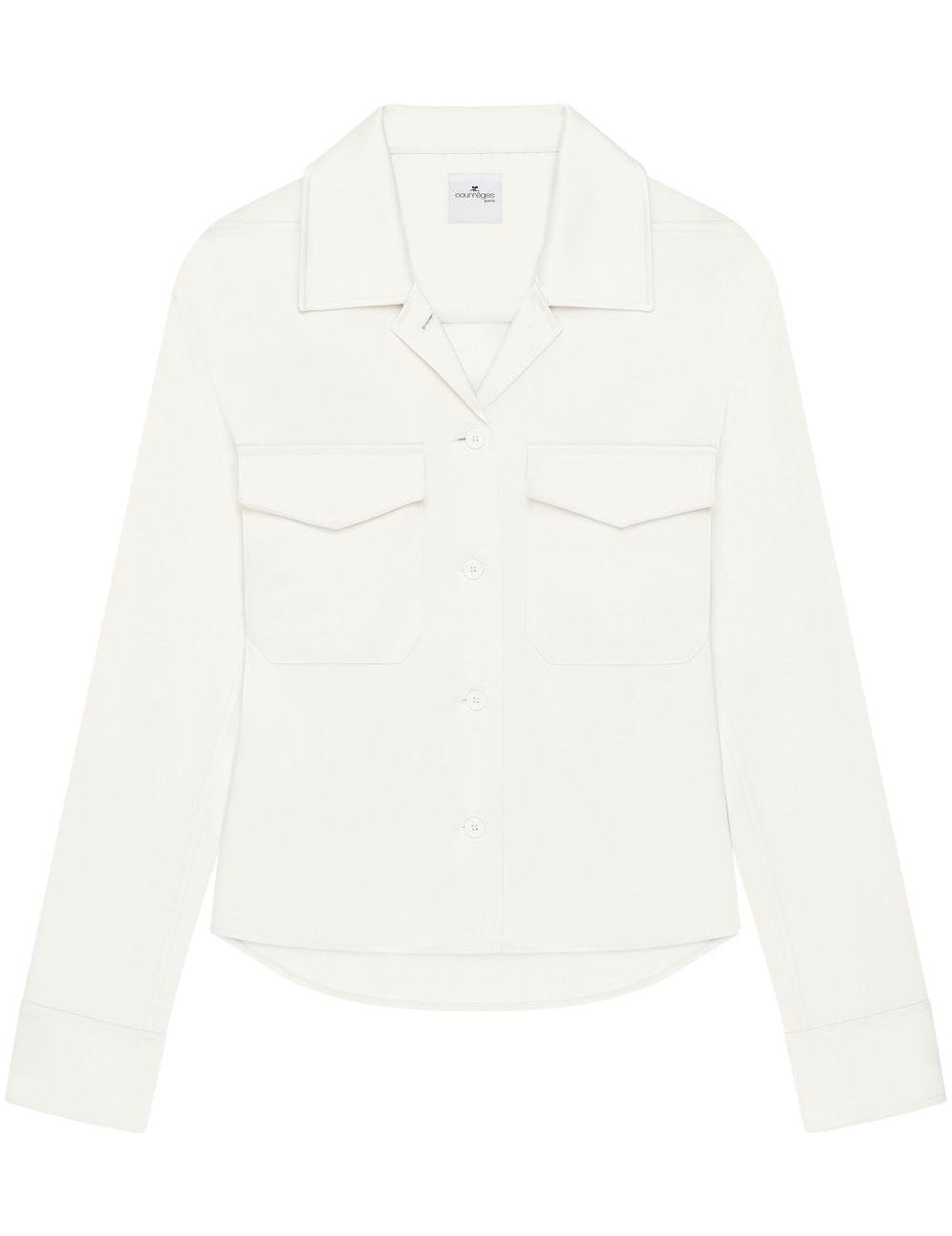 Camicia satinata con tasche applicate in bianco Courrèges - donna 