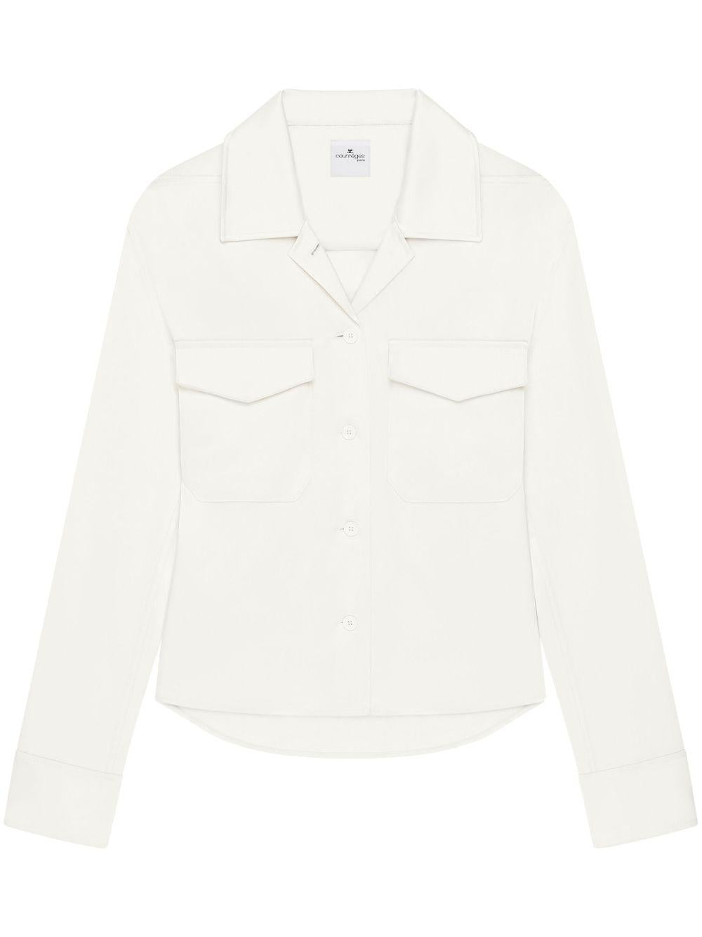 Camicia satinata con tasche applicate in bianco Courrèges - donna 