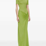 Abito lungo con collo alto e ruches in verde lime Christopher esber - donna 