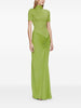 Long dress with high collar and ruffles in lime green Christopher Esber - women