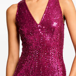 Abito lungo con paillettes black flower in viola Jenny packham - donna 
