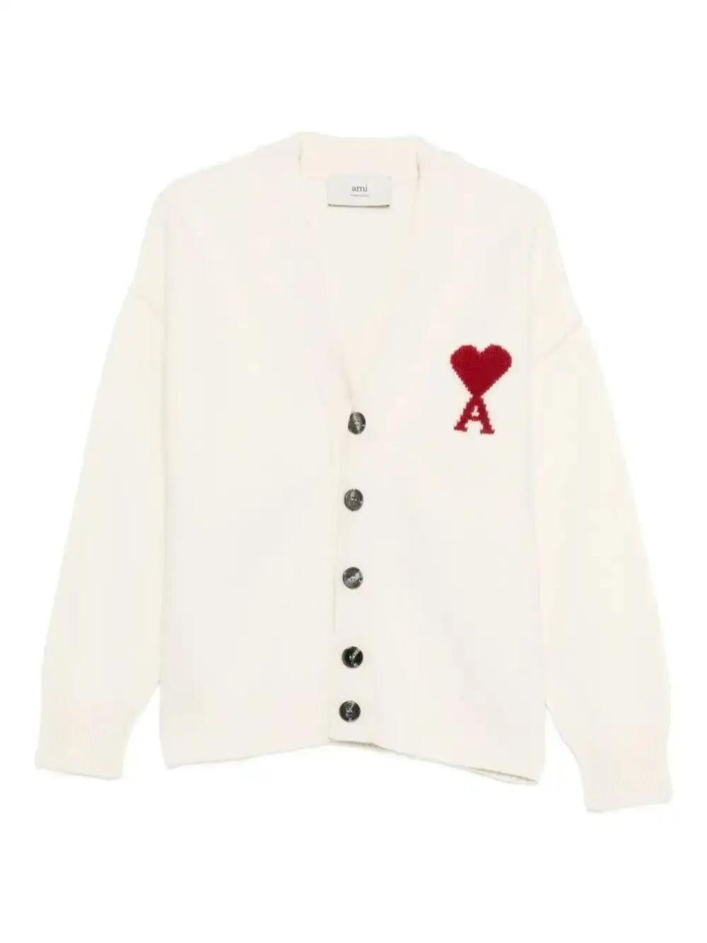 Cardigan Ami de Coeur con ricamo in avorio PARIS - unisex 