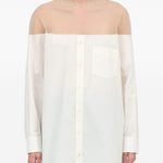 Camicia lunga con inserto trasparente in bianco Mm6 maison margiela - donna 