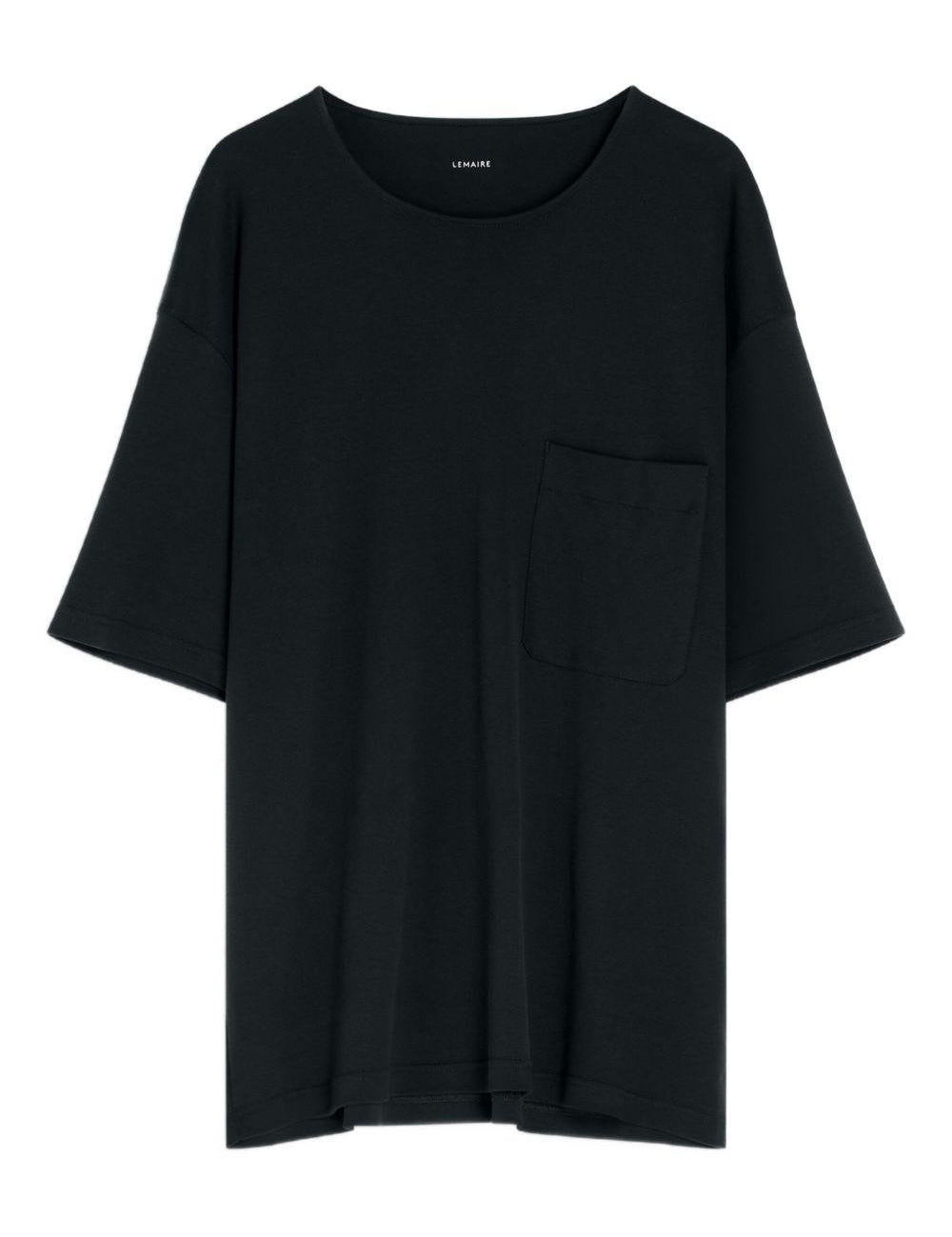 T-shirt girocollo con tasca applicata in nero Lemaire - uomo 