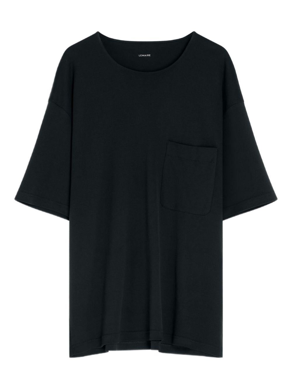 T-shirt girocollo con tasca applicata in nero Lemaire - uomo 