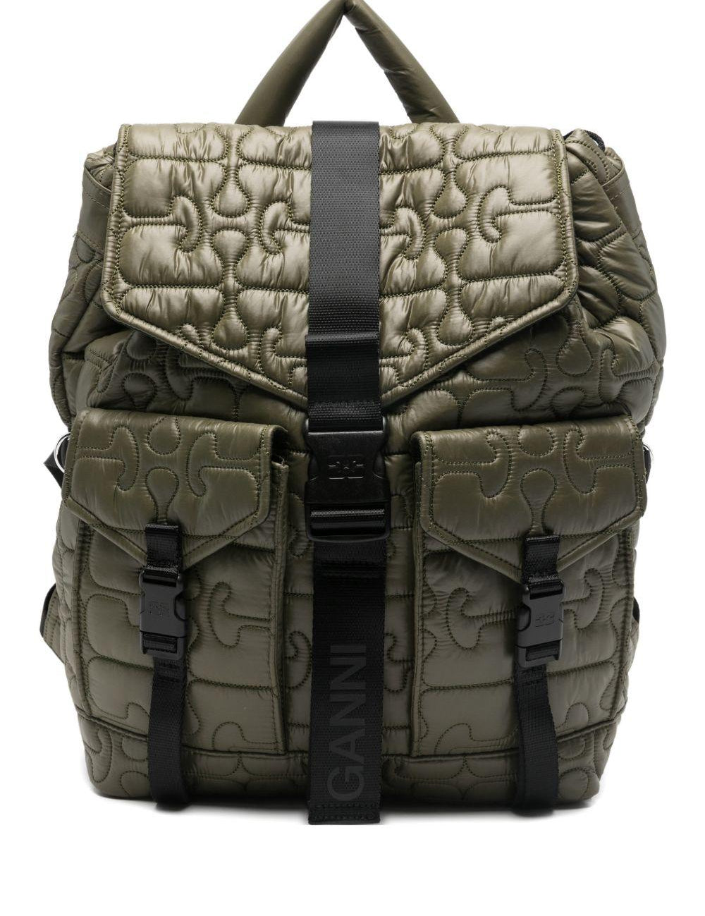 Zaino trapuntato in verde Ganni - donna 