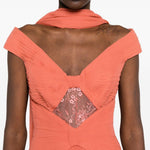Abito da sera con dettaglio in pizzo in arancione Elie saab - donna 