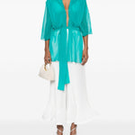 Top in seta in blu Alberta ferretti - donna 