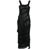 Abito midi con ruches in nero Magda Butrym - donna 