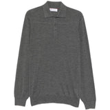 Polo a maniche lunghe con bottoni in grigio Brunello cucinelli - uomo 