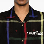 Camicia con stampa a quadri in nero Khoki - uomo 