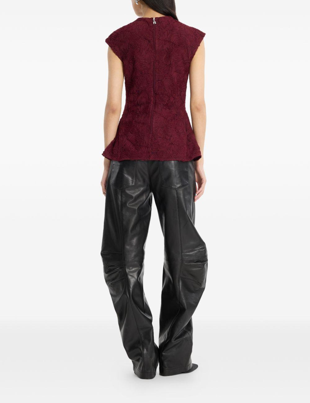 Pantaloni cargo in pelle in nero 
