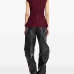 Pantaloni cargo in pelle in nero 