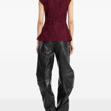 Pantaloni cargo in pelle in nero 