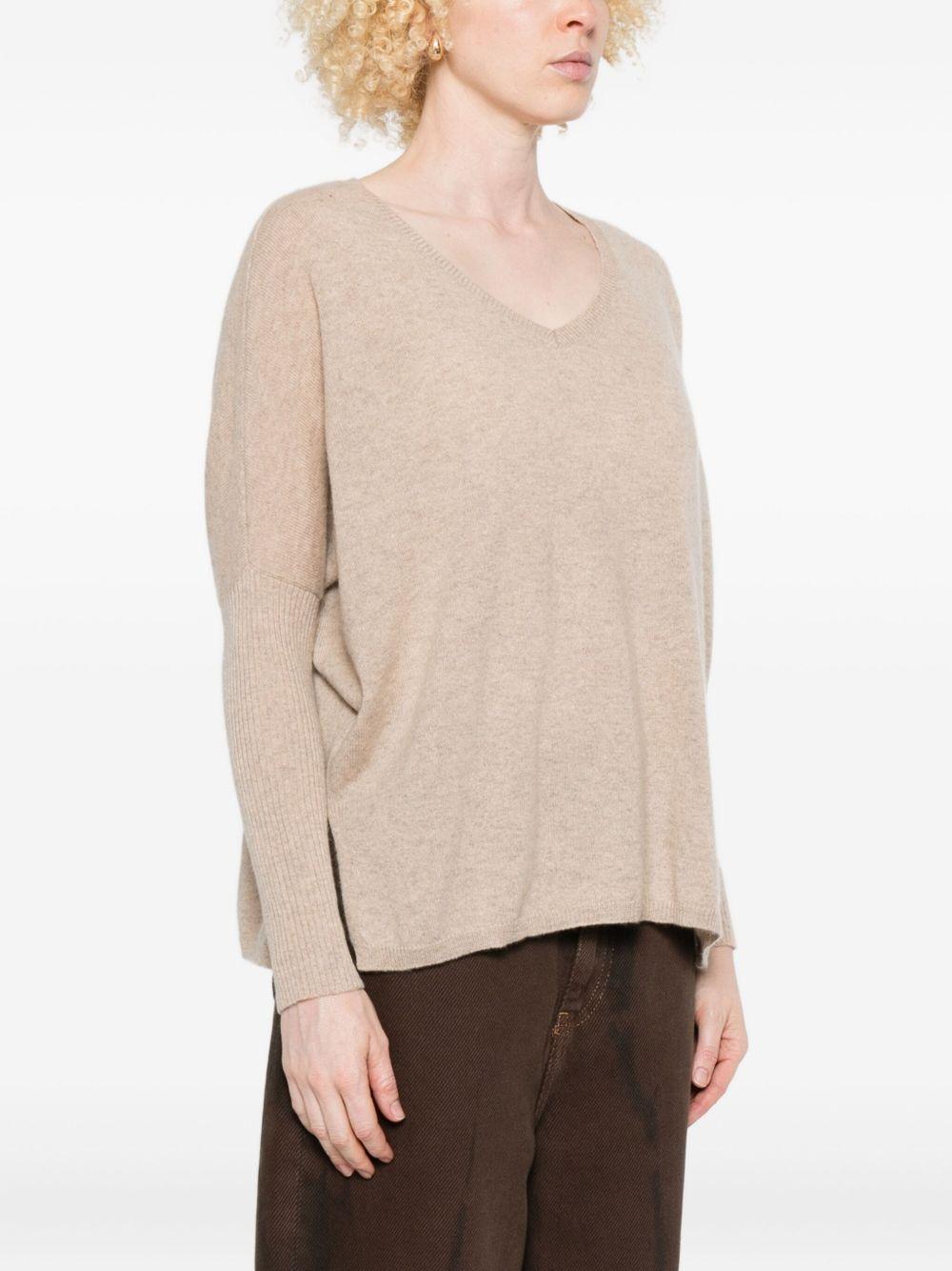 Maglione con scollo a V in beige Gotha - donna 