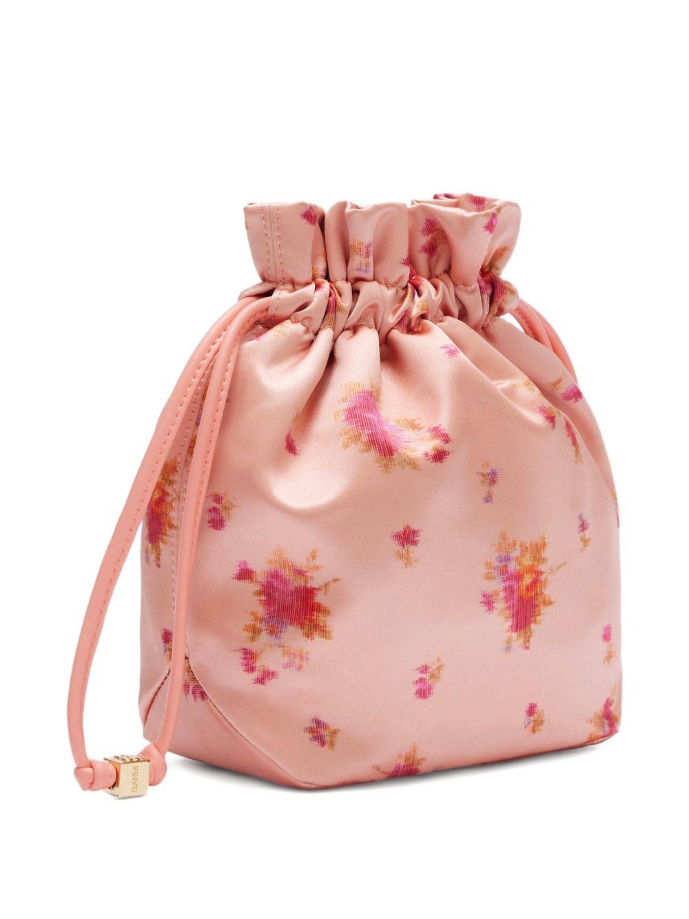 Borsa a fiori con coulisse in rosa Ganni - donna 